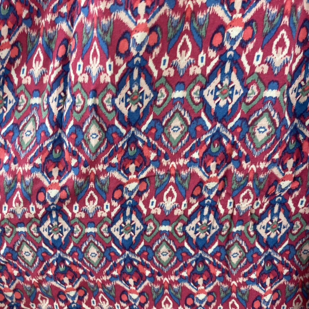 Hollister Womens Midi Skirt S Pink Blue Boho Festival Handkerchief Skirt Tassels - Picture 5 of 10